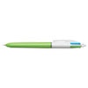 4-COLOR MULTI-COLOR BALLPOINT PEN, RETRACTABLE, MEDIUM 1 MM, LIME/PINK/PURPLE/TURQUOISE INK, LIME GREEN BARREL, 2/PACK