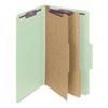 Pressboard Classification Folders, Six SafeSHIELD Fasteners, 2/5-Cut Tabs, 2 Dividers, Legal Size, Gray-Green, 10/Box