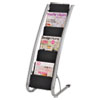 <strong>Alba™</strong><br />Literature Floor Rack, 6 Pocket, 13.33w x 19.67d x 36.67h, Silver Gray/Black