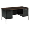 <strong>HON®</strong><br />34000 Series Double Pedestal Desk, 60" x 30" x 29.5", Mocha/Black