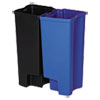 Step-On Rigid Dual Liner For Stainless End Step, Plastic, 8 Gal, Black/blue