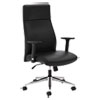 Define Executive High-Back Leather Chair, Supports 250 Lb, 17" To 21" Seat Height, Black Seat/back, Polished Chrome Base
