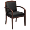 Topflight Leather Guest Chair, 23.38" X 23.75" X 36.38", Black Seat, Mahogany Back/base