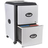 Mobile Filing Cabinet with Metal Siding and Top-Drawer Organizer Tray, 2 Letter File Drawers, Silver/Black, 19" x 15" x 23"
