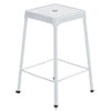 Bar-Height Steel Stool, Backless, Supports Up To 250 Lb, 29" Seat Height, White