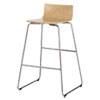 Bosk Wood Stool, Supports Up To 250 Lb, 14.5" Seat Height, Beech Seat, Beech Back, Chrome Base