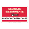 Shipping And Handling Self-Adhesive Labels, Delicate Instruments, Handle With Care, 2.25 X 4, Red/white, 500/roll