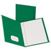 Twin-Pocket Folders With 3 Fasteners, 0.5" Capacity, 11 X 8.5, Green, 25/box