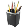 Office Suites Divided Pencil Cup, Plastic, 3.13 x 3.13 x 4.25, Black/Silver