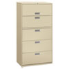 Brigade 600 Series Lateral File, 4 Legal/letter-Size File Drawers, 1 Roll-Out File Shelf, Putty, 36" X 18" X 64.25"