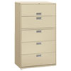 Brigade 600 Series Lateral File, 4 Legal/letter-Size File Drawers, 1 Roll-Out File Shelf, Putty, 42" X 18" X 64.25"