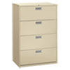 Brigade 600 Series Lateral File, 4 Legal/letter-Size File Drawers, Putty, 36" X 18" X 52.5"
