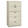 Brigade 600 Series Lateral File, 4 Legal/letter-Size File Drawers, 1 Roll-Out File Shelf, Light Gray, 36" X 18" X 64.25"