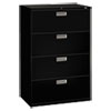 Brigade 600 Series Lateral File, 4 Legal/letter-Size File Drawers, Black, 36" X 18" X 52.5"