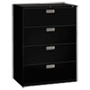 <strong>HON®</strong><br />Brigade 600 Series Lateral File, 4 Legal/Letter-Size File Drawers, Black, 42" x 18" x 52.5"