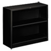 Metal Bookcase, Two-Shelf, 34.5w x 12.63d x 29h, Black