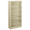 Metal Bookcase, Five-Shelf, 34.5w x 12.63d x 71h, Putty
