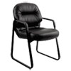<strong>HON®</strong><br />Pillow-Soft 2090 Series Guest Arm Chair, Leather Upholstery, 31.25" x 35.75" x 36", Black Seat, Black Back, Black Base