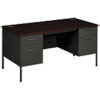 <strong>HON®</strong><br />Metro Classic Series Double Pedestal Desk, Flush Panel, 60" x 30" x 29.5", Mahogany/Charcoal