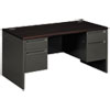 <strong>HON®</strong><br />38000 Series Double Pedestal Desk, 60" x 30" x 29.5", Mahogany/Charcoal