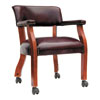 Alera Traditional Series Guest Arm Chair With Casters, 23.22" X 24.4" X 29.52", Oxblood Burgundy Seat/back, Mahogany Base