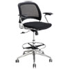 Reve Mesh Extended-Height Chair, Supports Up To 250 Lb, 25" To 35" Seat Height, Black Seat/back, Chrome Base