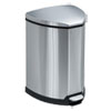 Step-On Waste Receptacle, Triangular, Stainless Steel, 4 Gal, Chrome/black