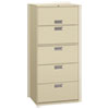 Brigade 600 Series Lateral File, 4 Legal/letter-Size File Drawers, 1 File Shelf, 1 Post Shelf, Putty, 30" X 18" X 64.25"