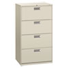 Brigade 600 Series Lateral File, 4 Legal/letter-Size File Drawers, Light Gray, 30" X 18" X 52.5"