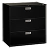 <strong>HON®</strong><br />Brigade 600 Series Lateral File, 3 Legal/Letter-Size File Drawers, Black, 42" x 18" x 39.13"
