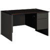 38000 Series Right Pedestal Desk, 48" X 30" X 29.5", Mahogany/charcoal