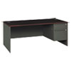 38000 Series Right Pedestal Desk, 72" X 36" X 29.5", Mahogany/charcoal