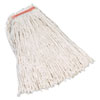 Premium Cut-End Cotton Mop, White, 32 Oz, 1" Orange Headband, 12/carton