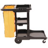 Multi-Shelf Cleaning Cart, Three-Shelf, 20w x 45d x 38.25h, Black