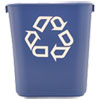 Small Deskside Recycling Container, Rectangular, Plastic, 13.63 Qt, Blue