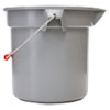14 Quart Round Utility Bucket, 12" Diameter X 11 1/4"h, Gray Plastic