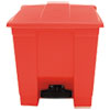 Indoor Utility Step-On Waste Container, Square, Plastic, 8 Gal, Red