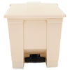 Indoor Utility Step-On Waste Container, 8 gal, Plastic, Beige