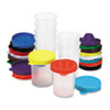 No-Spill Paint Cups, Assorted Color Lids/Cear Cups, 10/Set