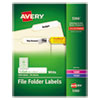 <strong>Avery®</strong><br />Permanent TrueBlock File Folder Labels with Sure Feed Technology, 0.66 x 3.44, White, 30/Sheet, 50 Sheets/Box