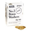 #2 Washers for Two-Prong Fasteners, 1.25" Diameter, Brass, 100/Box