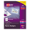 <strong>Avery®</strong><br />Flexible Adhesive Name Badge Labels, 3.38 x 2.33, White/Blue Border, 400/Box