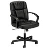 Hvl171 Executive Mid-Back Leather Chair, Supports Up To 250 Lb, 16.75" To 20.5" Seat Height, Black