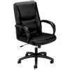 Hvl161 Executive High-Back Leather Chair, Supports Up To 250 Lb, 18.38" To 22.13" Seat Height, Black