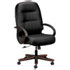 Pillow-Soft 2190 Series Executive High-Back Chair, Supports 300 Lb, 16.75" To 21.25" Seat, Black Seat/back, Mahogany Base
