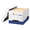 R-KIVE Heavy-Duty Storage Boxes, Letter/Legal Files, 12.75" x 16.5" x 10.38", White/Blue, 12/Carton
