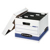 HANG'N'STOR Medium-Duty Storage Boxes, Letter Files, 12.63" x 15.63" x 10", White/Blue, 4/Carton