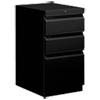 Mobile Pedestals, Left or Right, 3-Drawers: Box/Box/File, Legal/Letter, Black, 15" x 20" x 28"