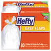 Easy Flaps Trash Bags, 13 Gal, 0.8 Mil, 23.75" X 28", White, 80/box