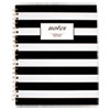 Black and White Striped Hardcover Notebook, 1 Subject, Wide/Legal Rule, Black/White Stripes Cover, 11 x 8.88, 80 Sheets